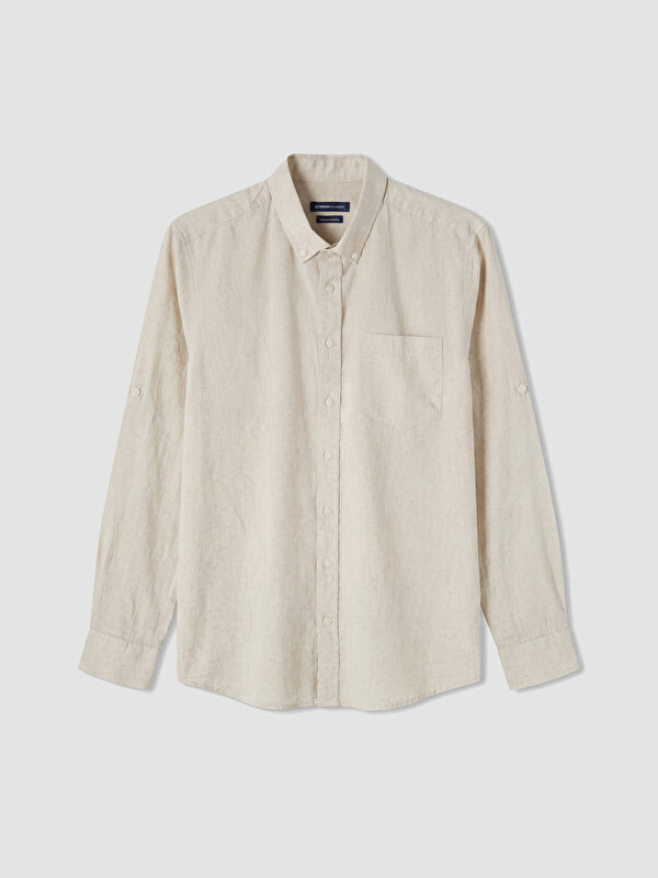 LCWAIKIKI Classic Regular Fit Keten Karışımlı Erkek Gömlek
