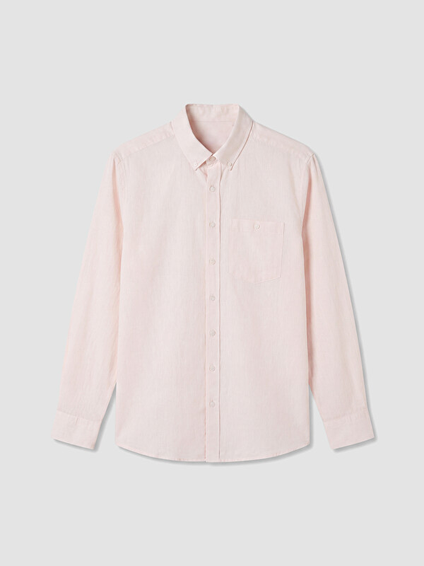 LCWAIKIKI Classic Regular Fit Keten Karışımlı Erkek Gömlek