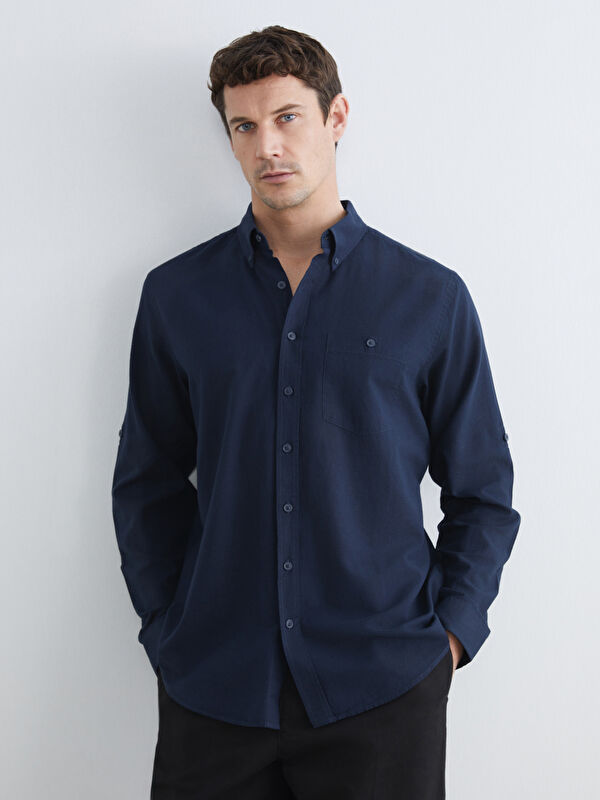 LCWAIKIKI Classic Men's Regular Fit Linen Blend Shirt