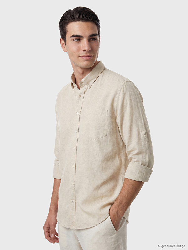 LCWAIKIKI Classic Regular Fit Linen Blend Men's Shirt