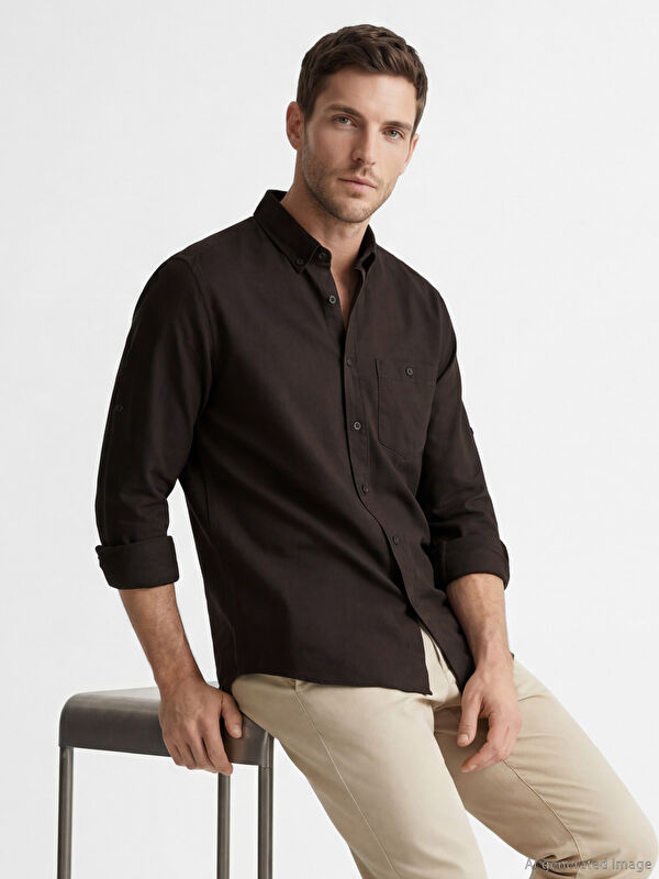 LCWAIKIKI Classic Regular Fit Keten Karışımlı Erkek Gömlek