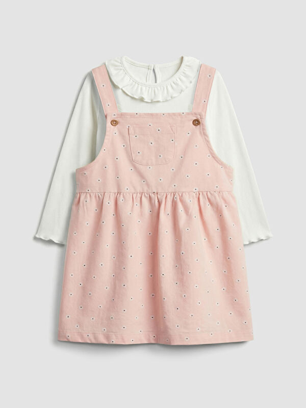 LCW baby Peter Pan Collar Baby Girls' Pinafore Dress and Blouse