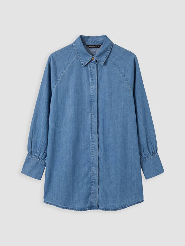 LCW Modest Woman Indigo Shirt Tunic