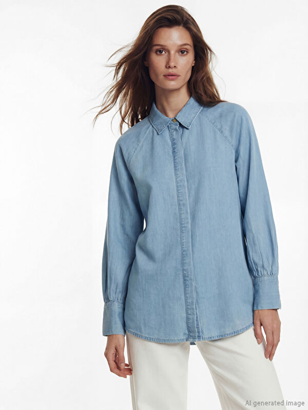 LCW Modest Women's Denim Shirt Tunic