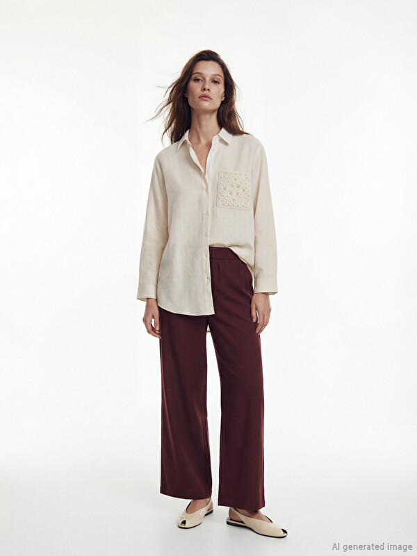 LCW Modest Elastic Waist Wide Leg Women's Trousers