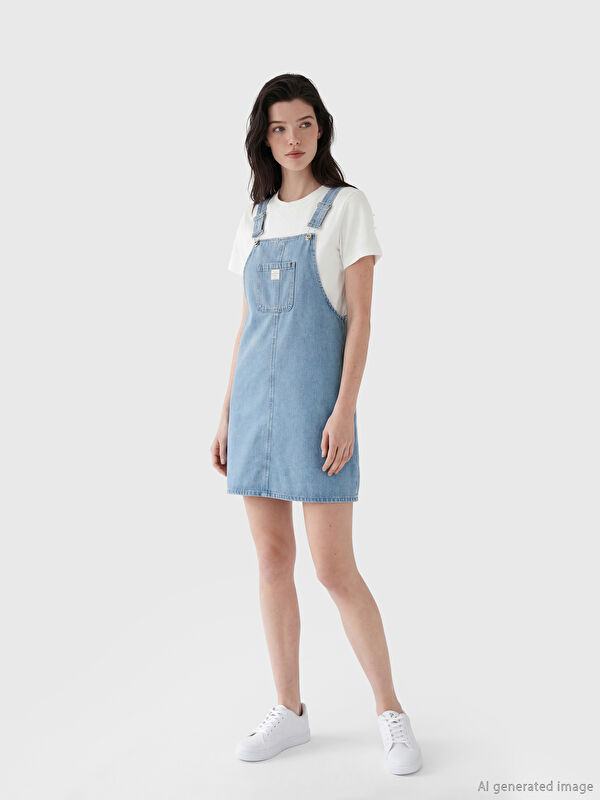 LCW Comfort Square Neck Women's Jean Dungarees