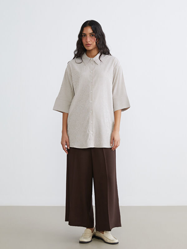 LCW Modest Pantalon Jambe Large Taille Élastiquée pour Femmes