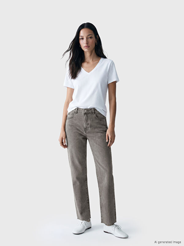 LCW Modest High Waisted Straight Fit Women's Jeans