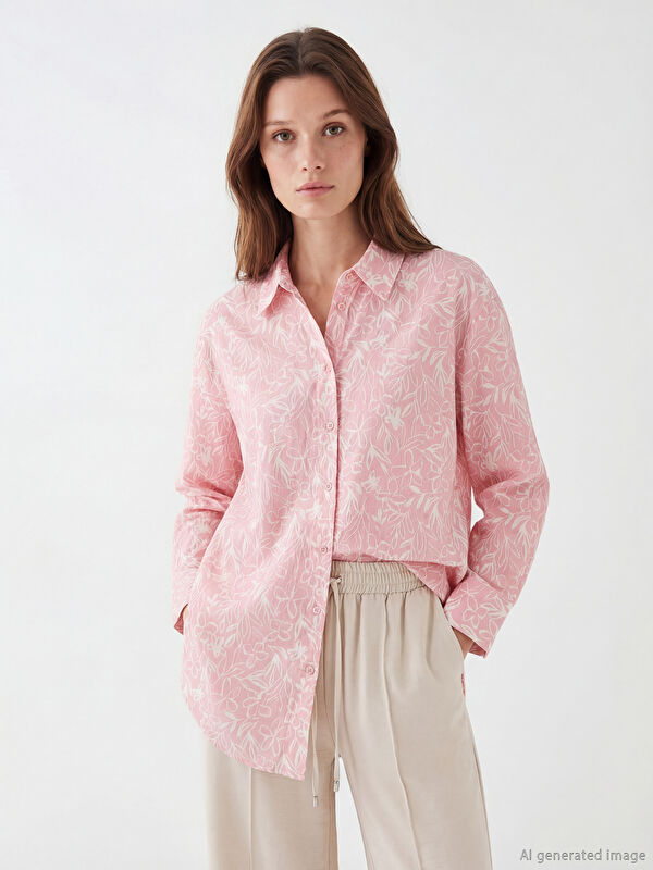LCW Modest Gemusterte Oversize Damen Hemd-Tunika