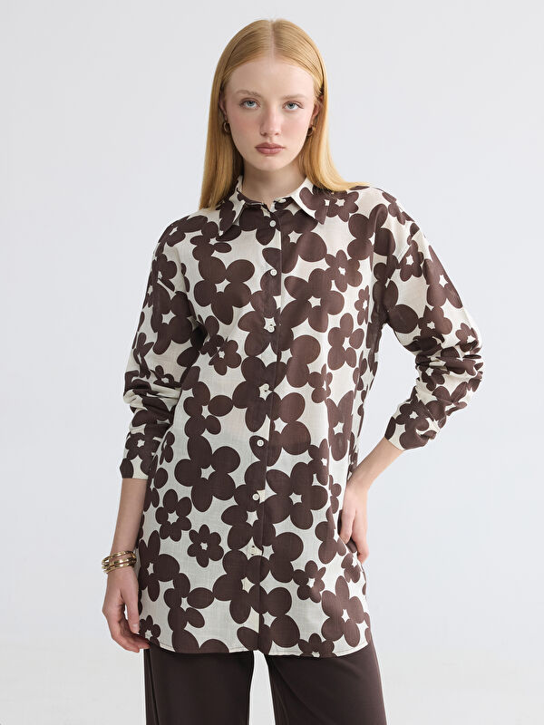 LCW Modest Florale Oversize Damen Hemd-Tunika