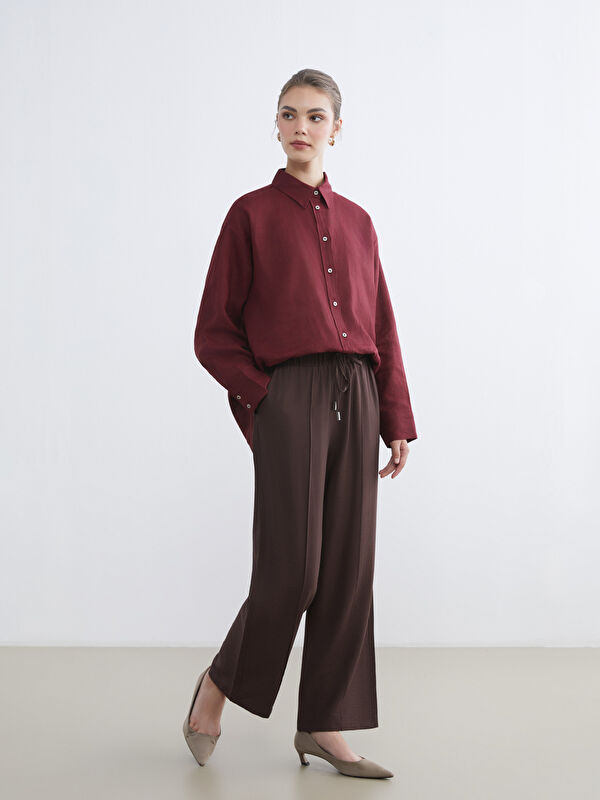 LCW Modest Women's Elasticated Waist Wide Leg Trousers