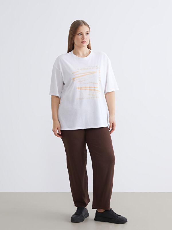 LCW Modest Pantalon Taille Élastiquée pour Femmes Grande Taille