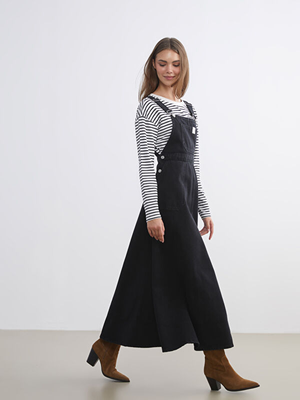 LCW Modest دنغري جينز ياقة مربعة للسيدات