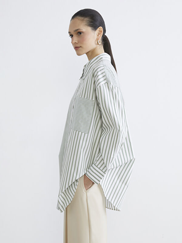 LCW Modest Striped Poplin Women's Shirt Tunic