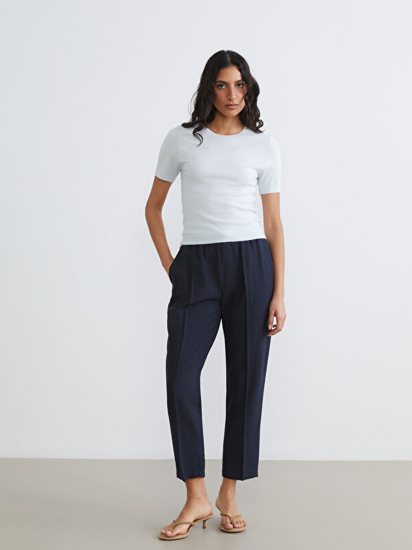 LCW Modest Pantalon Femme Coupe Carotte à Taille Élastique