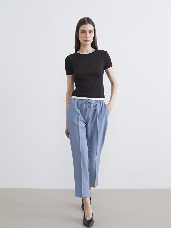 LCW Modest Pantalon Femme Coupe Carotte à Taille Élastique