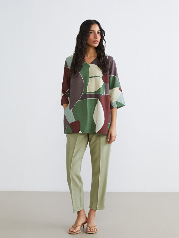 LCW Modest Pantalon Femme Coupe Carotte à Taille Élastique