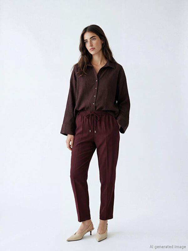 LCW Modest Elastic Waist Carrot Fit Women's Trousers
