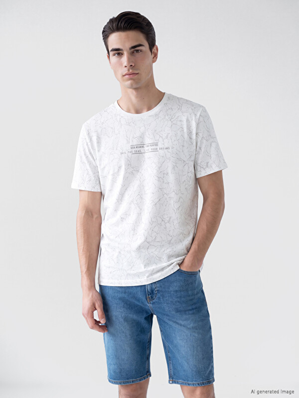 LCWAIKIKI Classic Crew Neck Printed Jersey Men's T-Shirt