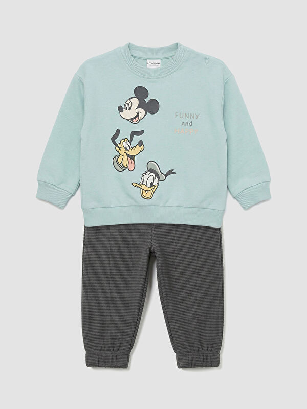LCW baby Ensemble Sweat-shirt et Survêtement Bébé Garçon à Imprimé Mickey Mouse