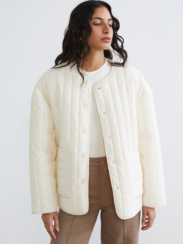 LCW Modest Bisiklet Yaka Oversize Kadın Ceket