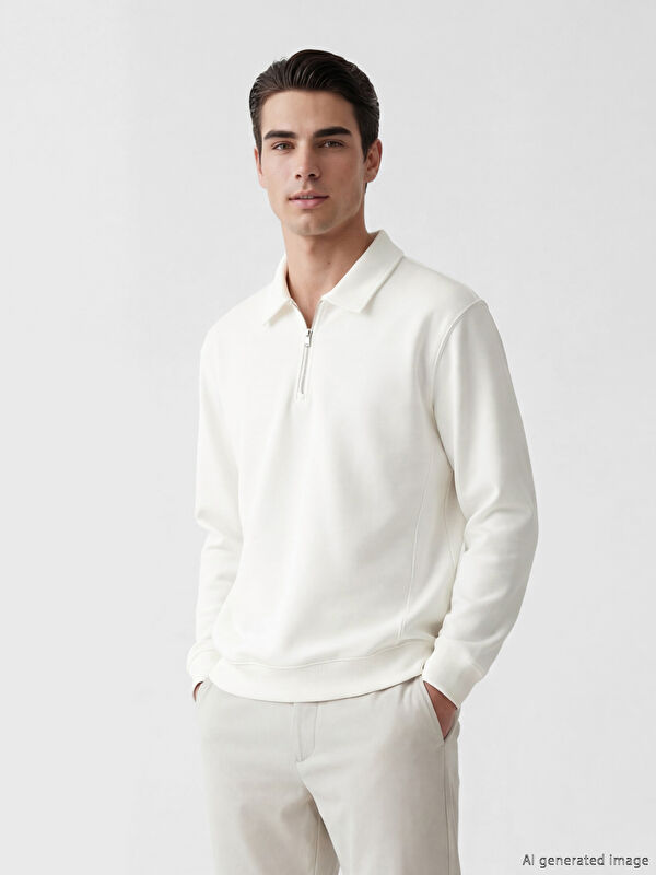 LCW Vision Polo Collar Men's Sweatshirt