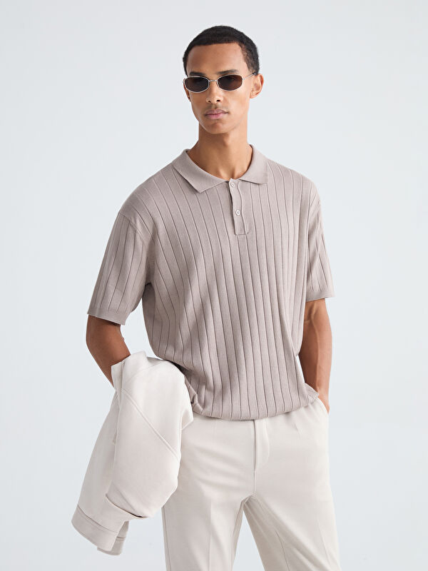 LCW Vision Men's Polo Collar Knitted T-Shirt