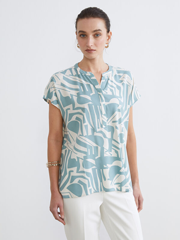 LCW Comfort Bluse mit Kerbausschnitt und Muster