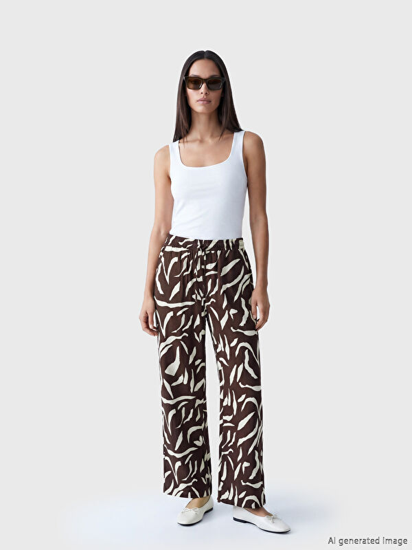 LCWAIKIKI Maternity Elastic Waist Patterned Women's Trousers