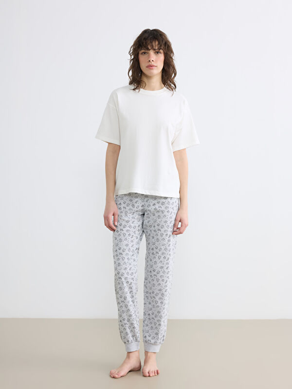 LCW DREAM Beli Lastikli Baskılı Kadın Jogger Pijama Altı