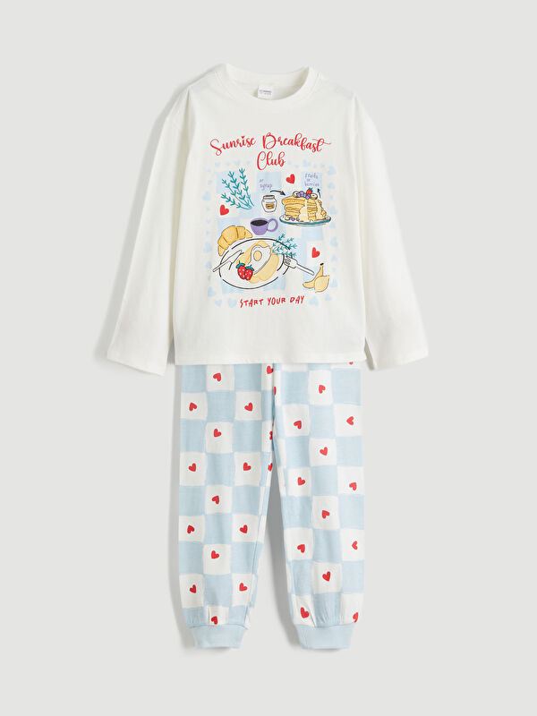 LCW Kids Bisiklet Yaka Kız Çocuk Pijama Takımı