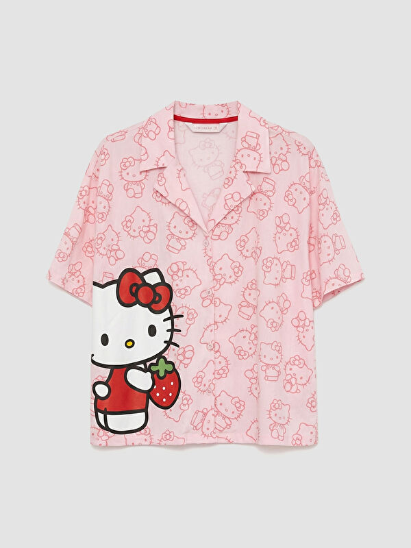 LCW Young Gömlek Yaka Hello Kitty Baskılı Kadın Pijama Üst