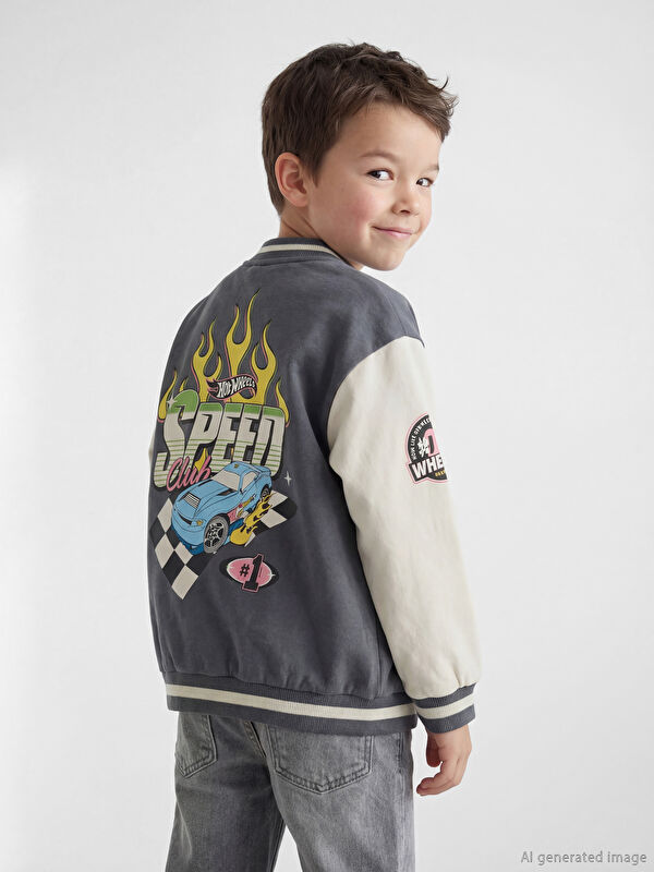 LCW Kids Hot Wheels Baskılı Erkek Çocuk Kolej Ceket
