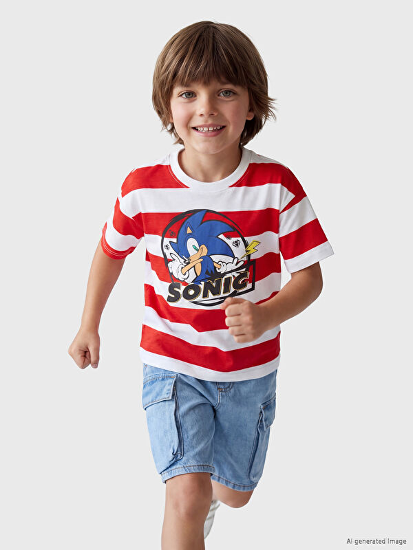 LCW Kids Sonic Baskılı Erkek Çocuk Tişört
