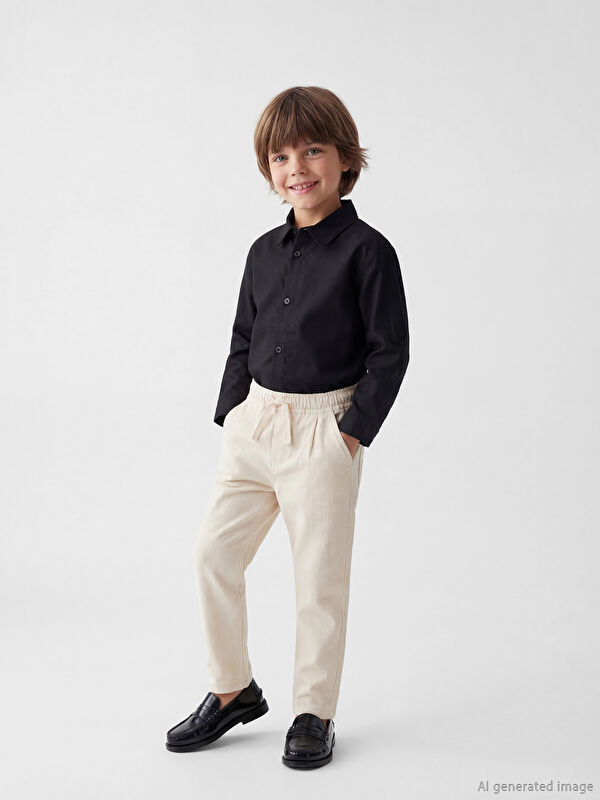 LCW Kids Beli Lastikli Keten Karışımlı Erkek Çocuk Pantolon