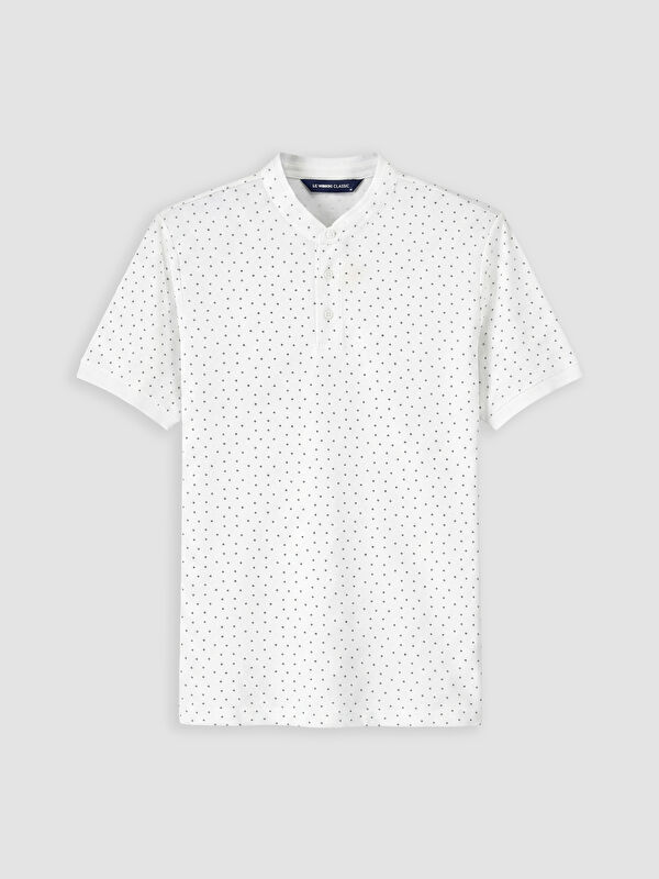 LCWAIKIKI Classic Grandad Collar Patterned Pique Men's T-Shirt