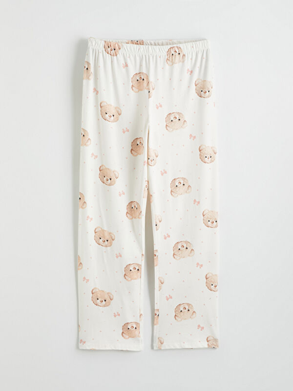 LCW Young Beli Lastikli Ayı Baskılı Kadın Pijama Altı