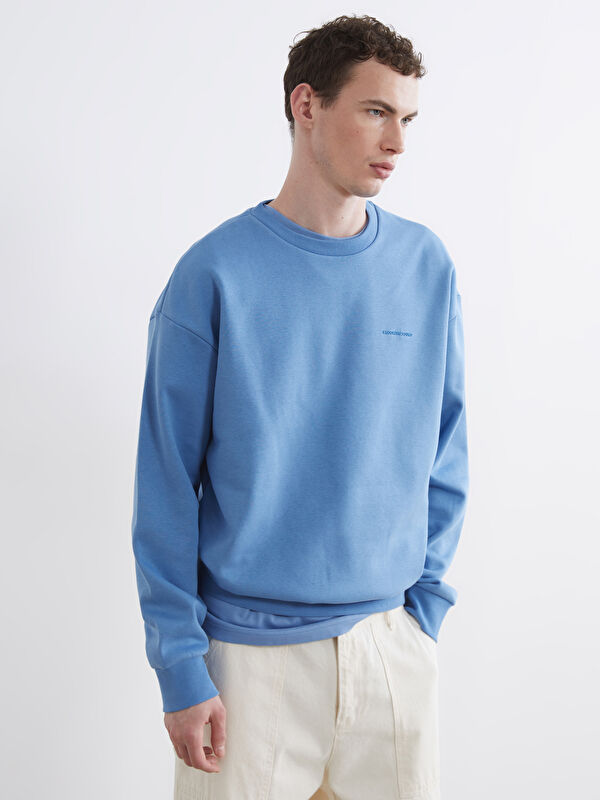 XSIDE Bisiklet Yaka Baskılı Erkek Kalın Sweatshirt