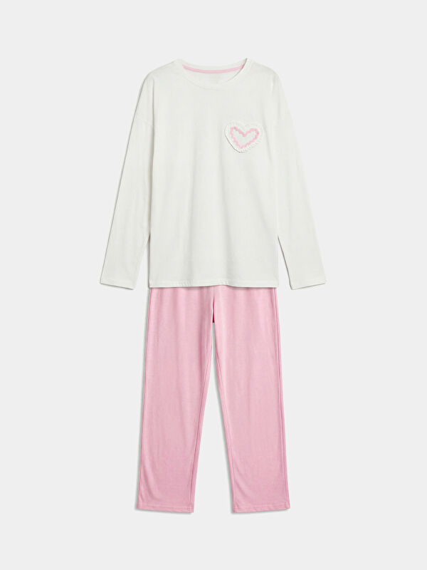 LCW Young Embroidered Crewneck Women's Pajama Set