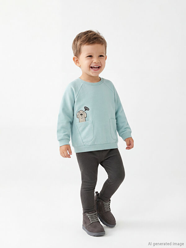 LCW baby Erkek Bebek Baskılı Sweatshirt ve Eşofman Altı