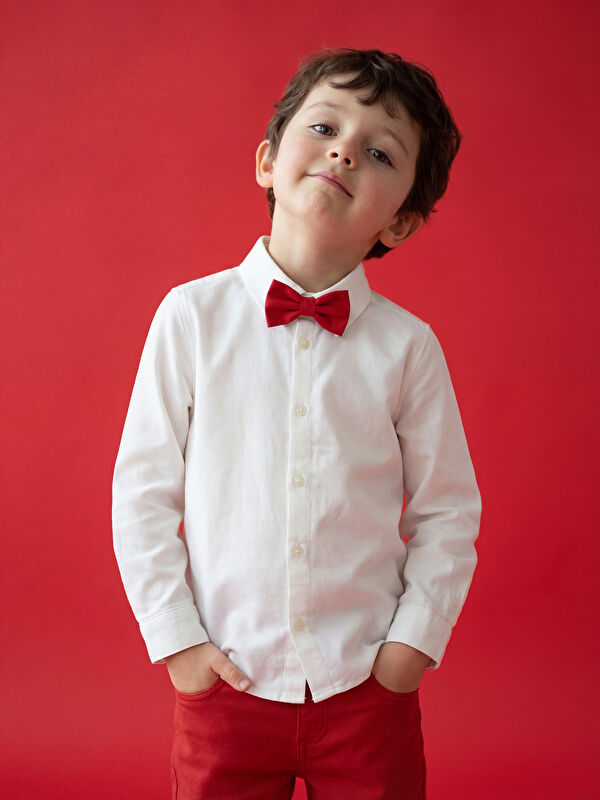 LCW Kids Uzun Kollu Erkek Çocuk Gabardin Gömlek ve Papyon