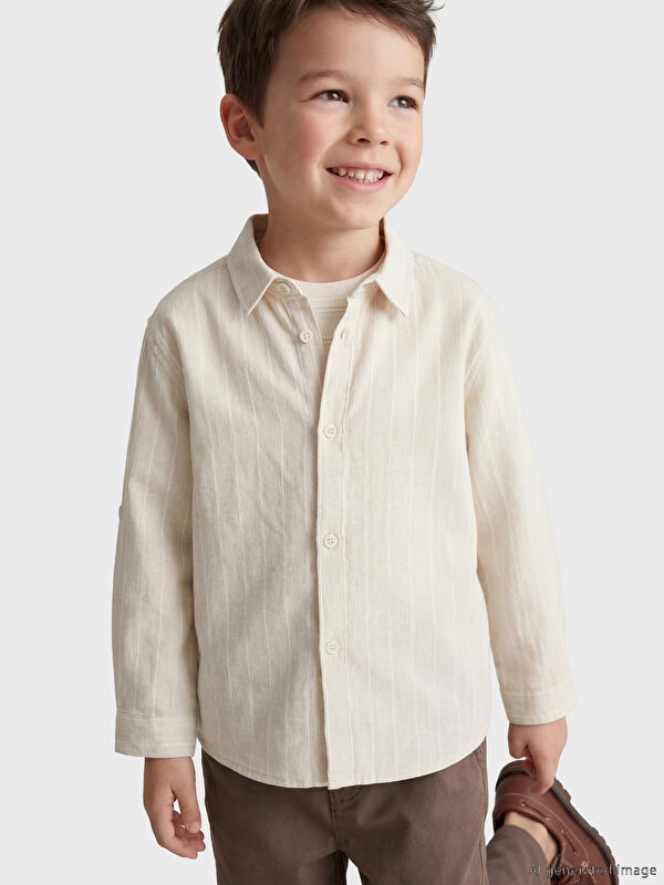 LCW Kids жолақты зығыр қоспалы ұлдарға арналған жейде