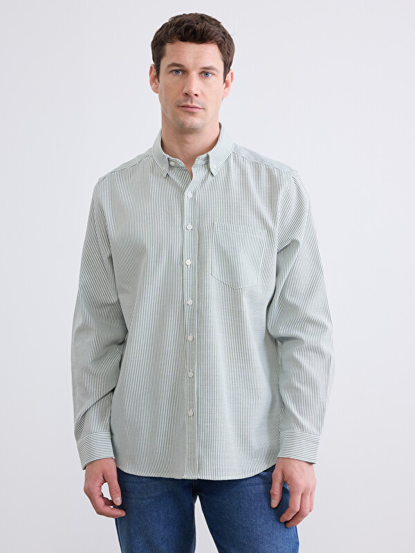 LCWAIKIKI Classic Regular Fit Striped Oxford Men's Shirt