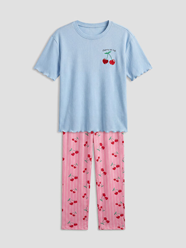 LCW Kids Crew Neck Girls' Knitwear Pyjamas Set