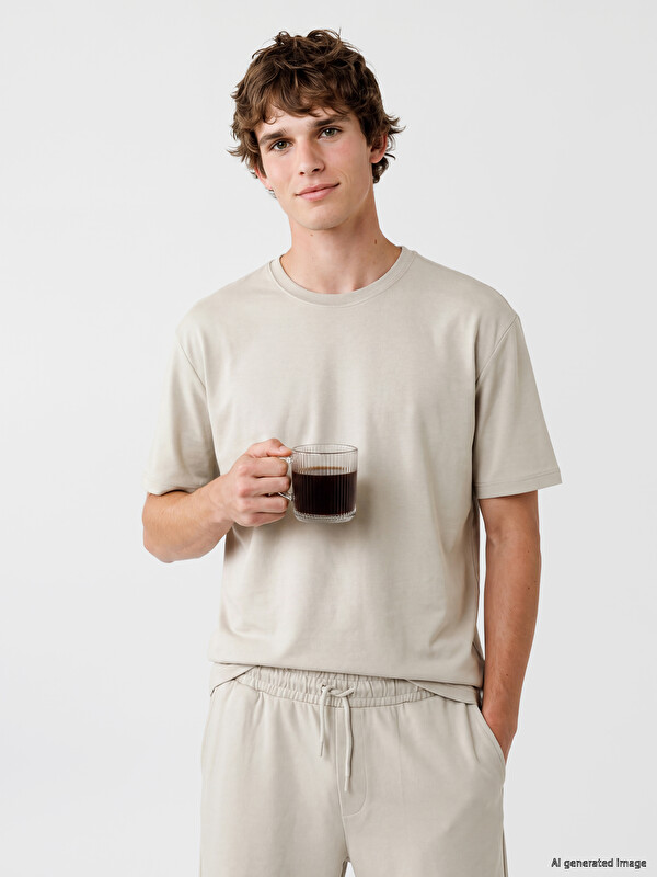 LC WAIKIKI Crew Neck Short Sleeve Men's Pyjamas Top