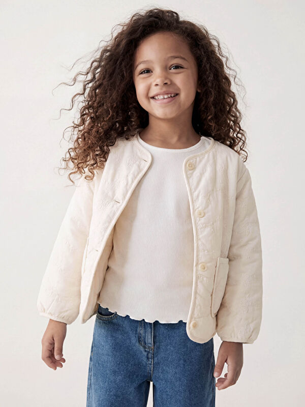 LCW Kids Çiçekli Kız Çocuk Ceket
