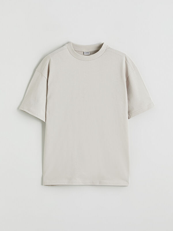 LCW Kids Bej Bisiklet Yaka Basic Erkek Çocuk Tişört - S66028Z4-ZAB