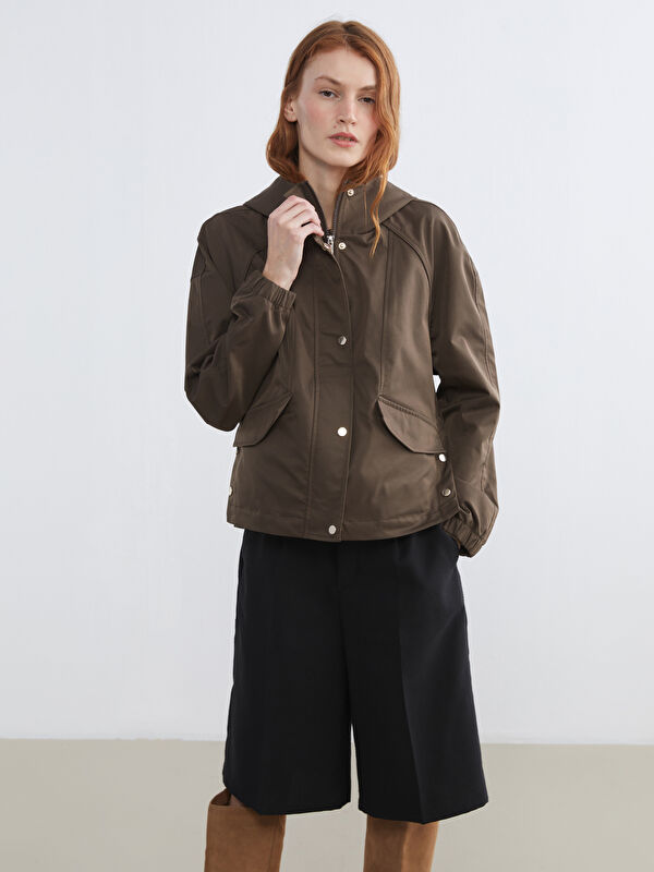 LCW Vision Kapüşonlu Oversize Kadın Yağmurluk