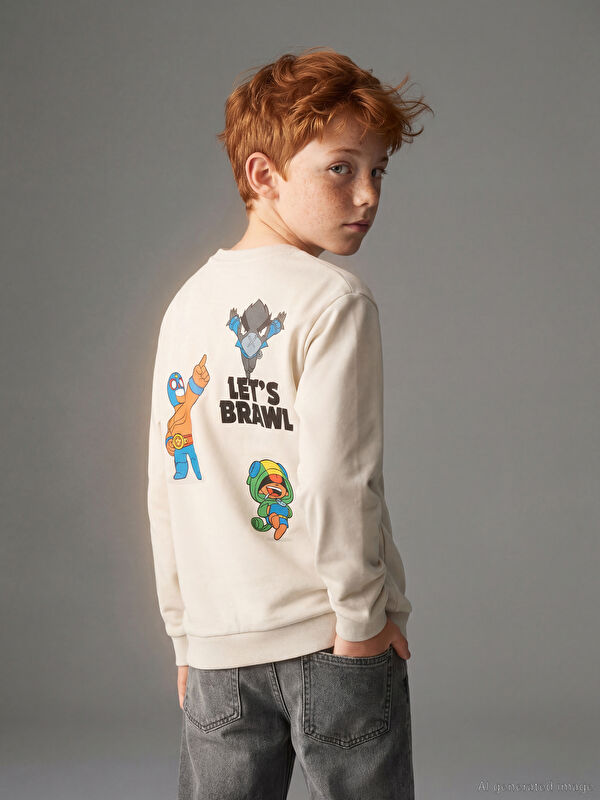 LCW Kids Brawl Stars Baskılı Erkek Çocuk Sweatshirt
