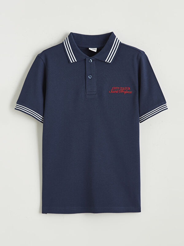 LCW Kids Polo Collar Embroidered Boy's T-Shirt